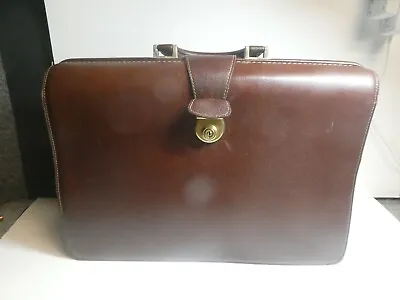 Vintage SCHLESINGER  Brown Full Grain Cowhide Leather Doctor Briefcase Bag • $71.96