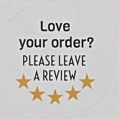  Love Your Order? Please Leave A Review  Sticker  1.25 Inches Round Quantity: 48 • $10.14