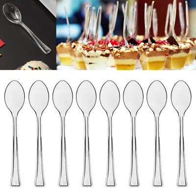 320ct Mini Plastic Spoons Small Clear Sample Taster Dessert Disposable Appetizer • $14.36