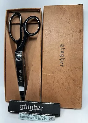 Vintage Gingher Left Hand Knife Edge Shears Scissors Chrome In Box • $15.99