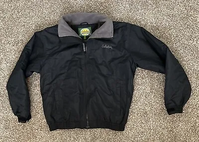 Cabelas Mens Medium Black Fleece Lined Windbreaker Jacket • $19.95