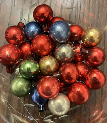 29 Mercury Glass Blue Green Silver Gold Red Mini Christmas Ornaments Vintage 30s • $18