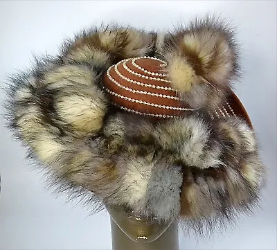 VTG.Brown   Wool Hat Fox Fur Women's Evening WinterLUXURY Wonderful Beautiful   • $89