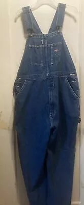 Mens 40x34 WORK N'  Unlined Denim Blue Jean Bib Overalls Carpenter Barn USA • $25.89