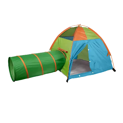 Pacific Play Tents  Solid Tent And Tunnel Combo - 48 X 48 X 42 In - Grn/Blu/Orng • $58.99