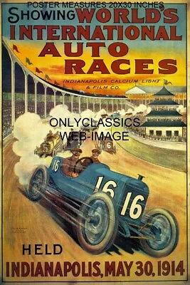1914 INDY 500 SPEEDWAY AUTO RACING 20x30  POSTER VINTAGE LITHOGRAPH ART POGODA • $33.99
