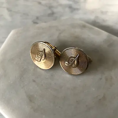 Vintage Swank Gold Tone Music Note Vinyl Record Cuff Links • $9