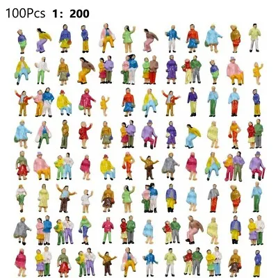 100pcs Model Train 1:200 Scale Painted Figure Z Scale People Standing/Seated • $6.20
