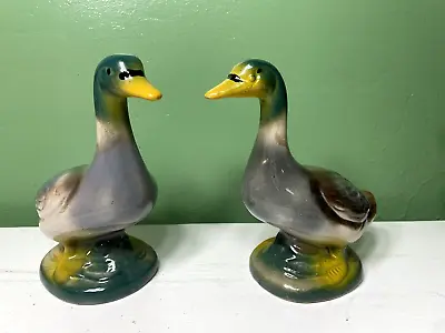 Vintage Hand Crafted MCS Ceramic Mallard Ducks  Figures 6 '' Lot Of 2 • $17.99