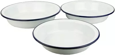 Falcon Ware Enamel Round Set Of 3 Oven Pie Dishes - 18cm 20cm 22cm • £16.25