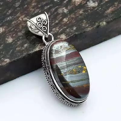 Iron Tiger Eye Gemstone Handmade Antique Design Pendant Jewelry 2.08  AP-18441 • $3.99