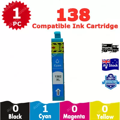 1x Compatible Ink Cartridge 138 T138 Cyan For Epson WF 545 435 7510 633 3530  • $5.50