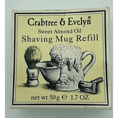 Crabtree & Evelyn Sweet Almond Oil Shaving Mug Refill Soap 1.7 Oz Vintage 1986 • $68.50