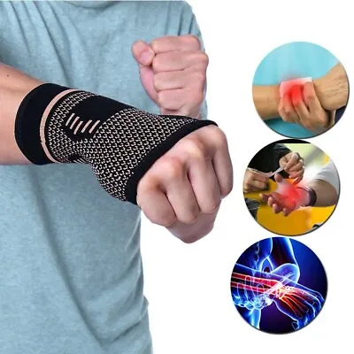 £3.95 • Buy Copper Wrist Hand Brace Support Fit Carpal Tunnel Splint Strap Sprain Arthritis-