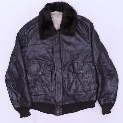 C5073 VTG Men's Sherpa Lined Bomber Leather Type G-1 Jacket • $29.99