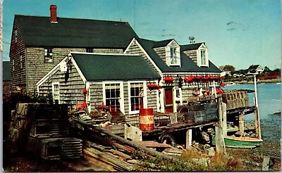 Vtg ME Maine Fisherman's Shack Boat Lobster Trap 1950s Old Chrome View Postcard • $1.99