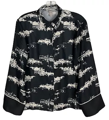 H&M Patterned Button Front Blouse  Shirt Top Size XS Long Sleeve • $15