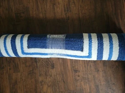 $159 • Buy Pottery Barn Teen Capel Multiple Border Rug 3' X 5' Navy White Blue