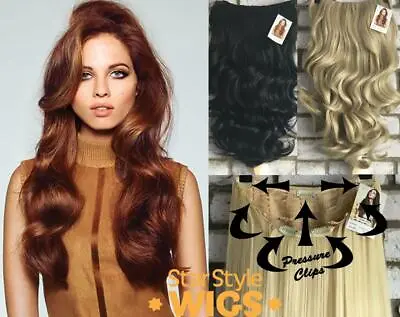 Deluxe Long Curly Wavy Clip In 3/4 Half Wig Clip On Layered Hair Piece • £19.99