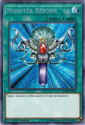 Yugioh! LP Monster Reborn - BLRR-EN046 - Secret Rare - 1st Edition Lightly Playe • $4.01