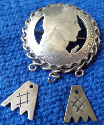 Vtg Antique 1929 Latvian 5 Piec Lati Cut Out Silver Coin Brooch Pin Needs Repair • $55