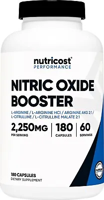 Nutricost Nitric Oxide Booster 750mg 180 Capsules 60 Servings • $14.98