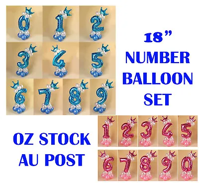 $6.99 • Buy 18 Inch Jumbo Number Foil Balloon Set Birthday Baby Shower New Born Party Helium