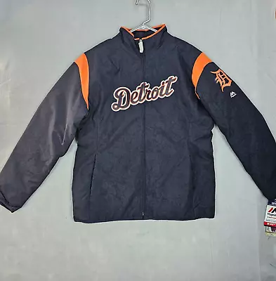 Detroit Tigers Majestic Therma Base MLB Authentic Full Zip Jacket Navy Size XL • $79.88