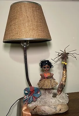 Vintage 1950’s Hula Girl Doll Lamp Coconut Shell Whimsical Lamp Works! • $65