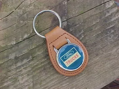 Ford Trucks Blue Oval Truck Tan Leather Key Fob Vintage Nos Rare Find F-series • $15