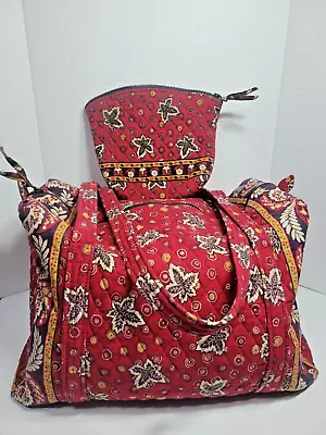 Vera Bradley Provincial Red Duffle & Makeup Bag Indiana Coin Maple Leaf Retired • $39.99