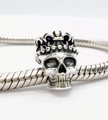 💖 Skull Crown Charm Bead Halloween Skeleton Genuine 925 Sterling Silver 💖 • £17.95