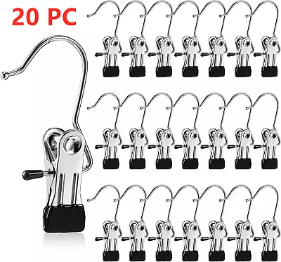 20 PC Hanging Clip Hook Stainless Steel Laundry Hooks With Clips Boot Holder • $12.99