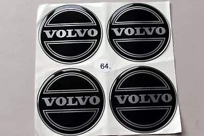 Rare VOLVO 64mm Alloy Wheel Center Cap Cover Logo Sticker Set BLACK • $25.90