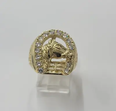 NEW Real 14K Yellow Gold Men's Ring Horseshoe Ring 11.7 Grams Size 9 • $788