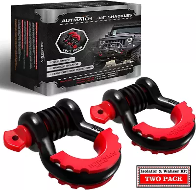 AUTMATCH D Ring Shackle 3/4  Shackles 2 Pack 41887Ibs Break Strength With 7/8  • $33.72