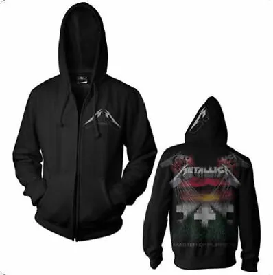 Metallica Hoodie Master Of Puppets Zipped Hooded Top Official Black Mens Band • £23.99