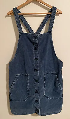 £13.92 • Buy American Eagle Outfitters Blue Curdoroy Front Button Overall Dress Large