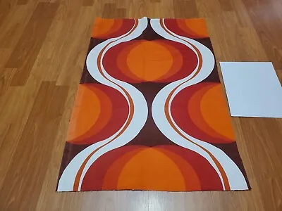 Awesome RARE Vintage Mid Century Retro 70s Org Red Brn Wht Drops Sml Fabric! WOW • $27