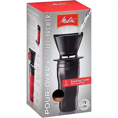 Melitta Coffee Maker Single Cup Pour-Over Brewer With Travel Mug Black 2 Pack • $23.95