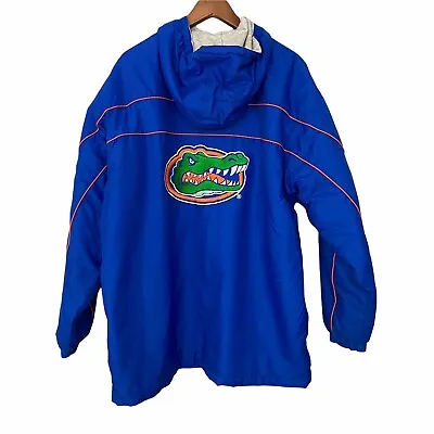 Vintage 90s FLORIDA GATORS Men's Size L Blue Hooded STARTER Jacket • $29.99