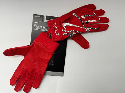 $65 Nike Trout Elite Baseball Sheepskin Leather Palm Batting Gloves Red Camo • $27