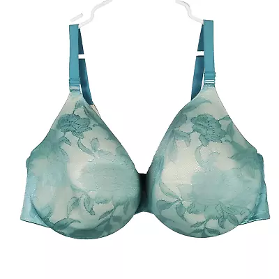Women's CACIQUE Lightly Lined Full Coverage Bra SZ 48DDD Underwire Teal Floral • $19.99