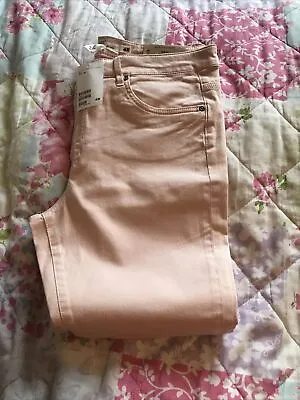 H&M L.O.G.G. Slim Fit Cropped Leg Jeans In Baby Pink EUR 42 NWT • £7.99