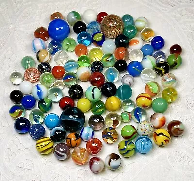 Jar Of 100 Gorgeous Vintage & Collectible Marbles Retired Vacor + Jabos + More • $39.99