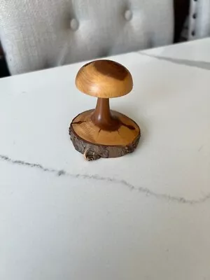 Wooden Rare Wood Hand Made Mushroom Art Figure Signed Decoration2.5  Tall • $12.95