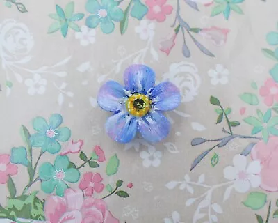 FORGET-ME-NOT BROOCH Blue Flower Friendship Pin Masonic Lapel Pin HAND PAINTED • $8.69