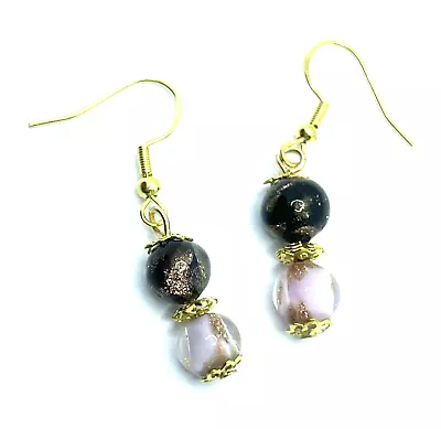 Murano Glass Aventurine Sommerso Beads Made Italy Gold Flakes Custom Earrings • $14.95