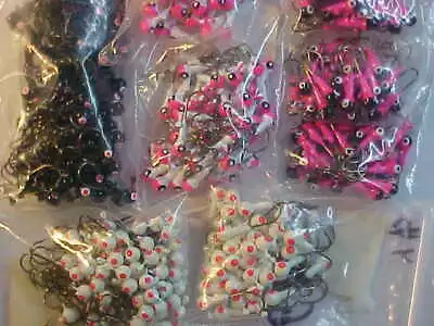 100  NEW ICE PANFISHING JIGS SIZE 6 CRAPPIE 1/32 OZ FISHING ASSORTED Jig Heads • $29.95