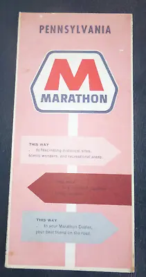 1962 Pennsylvania Road Map Marathon  Oil Gas Oil Can • $12.99